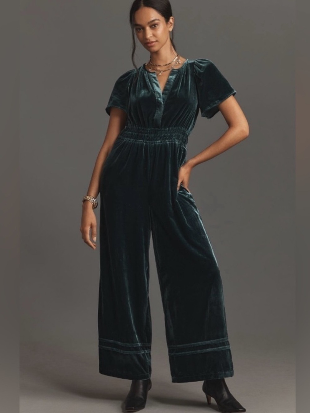 NWT Anthropologie size S The Somerset jumpsuit velvet edition